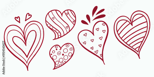 A delightful arrangement of red and pink heart shapes with intricate designs.