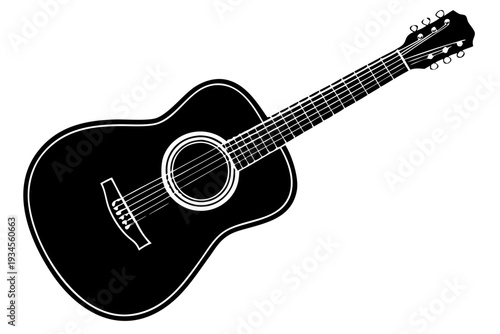 acoustic guitar icon, Acoustic guitar silhouette vector, Acoustic guitar black symbol
