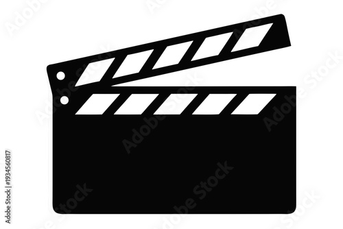 movie clapper board icon, Movie clapperboard silhouette vector.