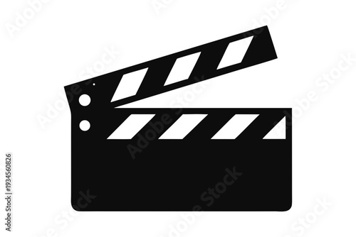 movie clapper board icon, Movie clapperboard silhouette vector.