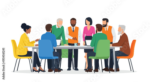 Diverse group of professionals collaborating around a conference table
