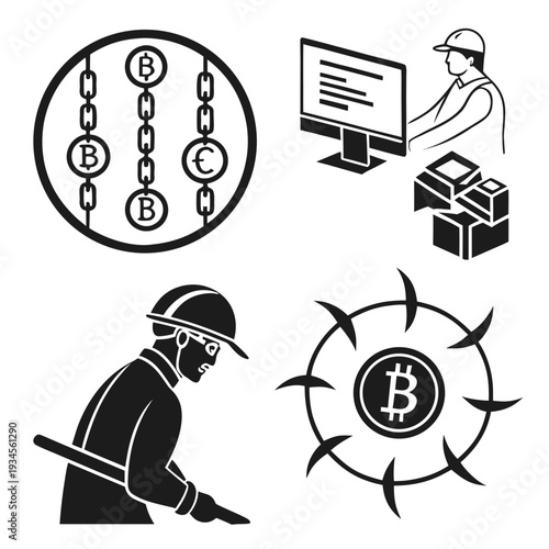 A collection of blockchain and cryptocurrency related icons