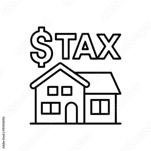 Property tax illustration a house with a dollar sign and the word tax