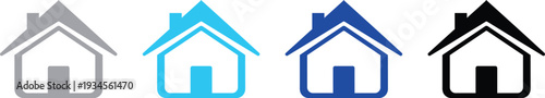 Simple house icon with chimney and roof