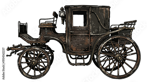 Antique carriage, vintage transportation, old horse-drawn vehicle