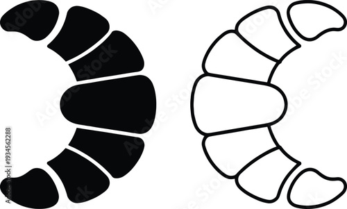 French croissant pastry icon for breakfast food dessert bakery delicious snack concept