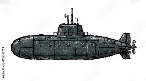 Vintage Submarine Illustration