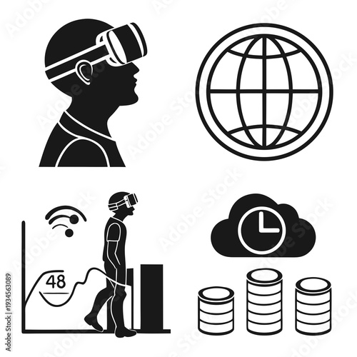 Wallpaper Mural Icons representing virtual reality and business Torontodigital.ca