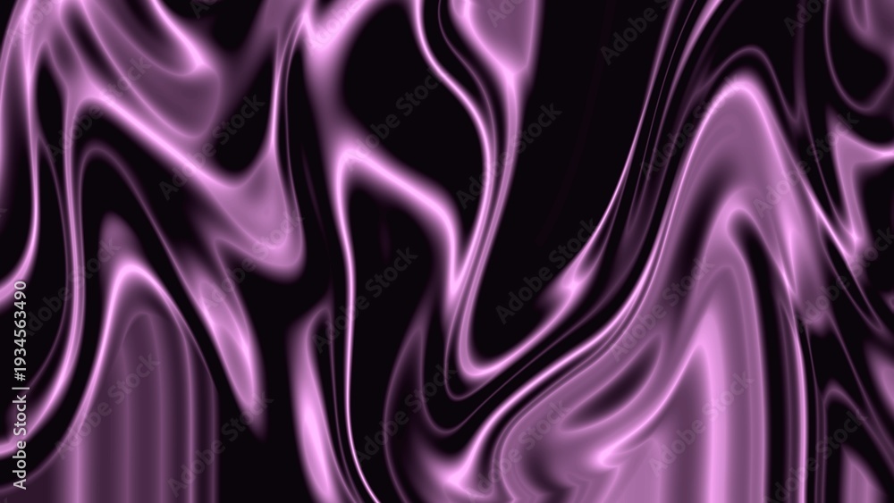 Obraz premium Dark violet liquid abstract background glossy neon waves on black texture