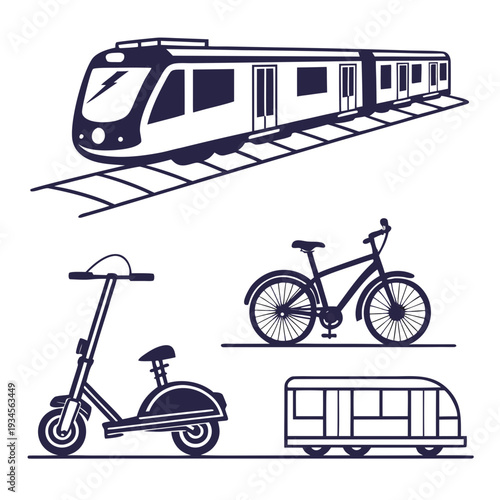 Various modes of transportation are shown