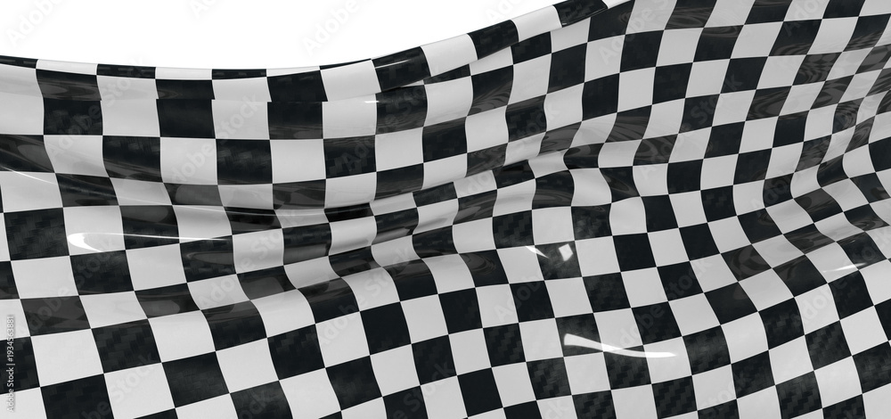 Obraz premium Dynamic checker flag background with flowing fabric waves, ideal for design, sport, speed, race themes, and graphic reso