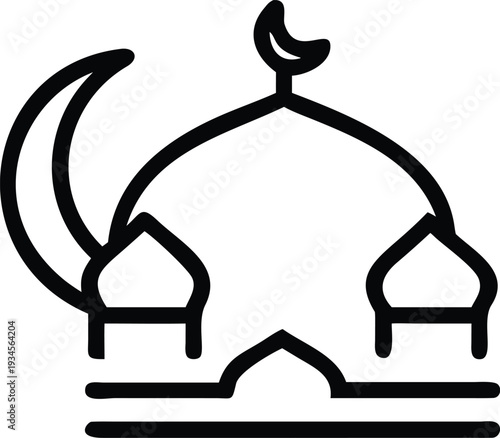 Minimalist Mosque Silhouette with Sunset Gradient | Islamic Crescent Moon