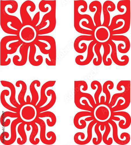 Seamless floral vector pattern featuring red and pink flowers with green leaves in a retro nature ornament style for summer wallpaper design