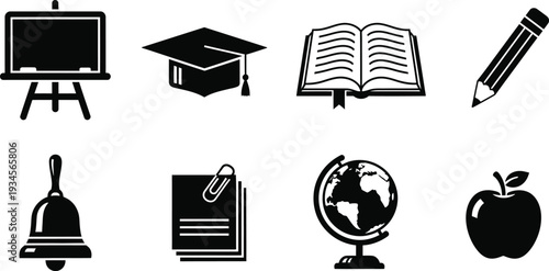 Education icon bundle for learning and school concepts