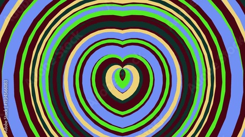 Concentric Heart Shapes With Blue Green Yellow Maroon Rings