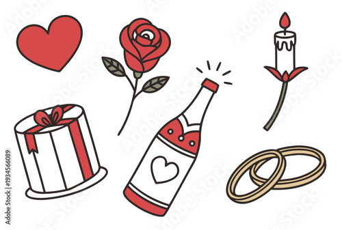 A romantic valentine's day theme with various symbols