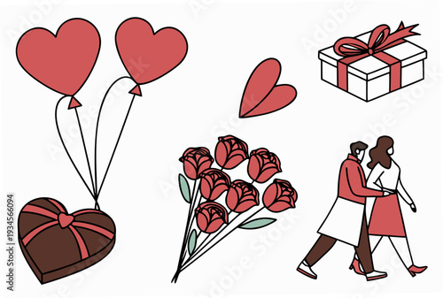 A romantic valentine's day illustration with hearts and gifts