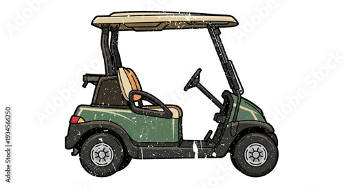 Vintage Golf Cart Isolated on White Background