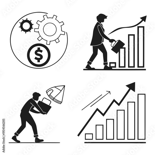 Business growth and financial success icons