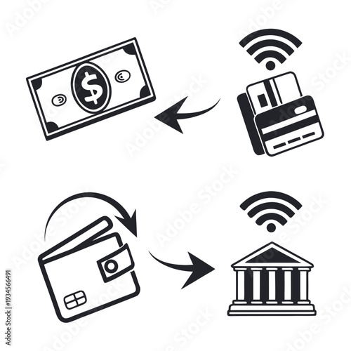 Digital payment process from cash to bank