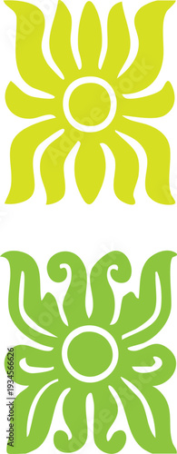 Abstract floral vector illustration featuring a green leaf design and nature symbols for an ecology logo or spring environment decoration element