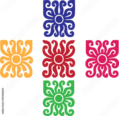 Vibrant set of colorful vector floral elements featuring pink flowers and green leaves in a seamless nature pattern for spring decoration and elegant art design