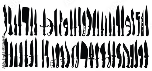 big set of silhouettes knives