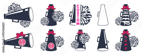 cheerleader pom and megaphone megaphone monogram pom poms