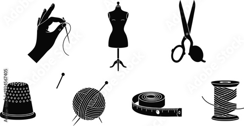 Sewing icon bundle for crafting and tailoring projects
