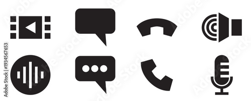 professional voice chat solid icon set essential for digital