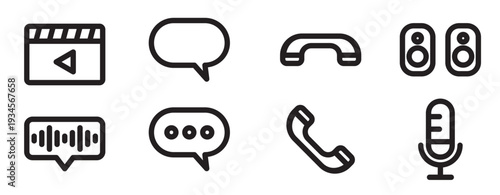  professional voice chat line icon set essential for digital