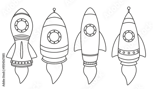 Quadro em tela rocket icon set isolated on white background