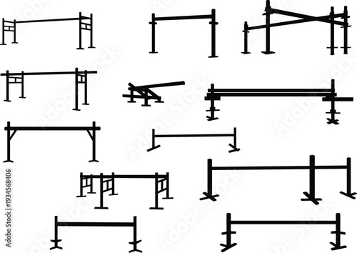 Pullup, Bar, Fitness, Gym, Exercise, Training, Workout, Strength, Bodyweight, Calisthenics, Sport, Health, Equipment, Athlete, Gymnastics, Vector, Icon, Illustration, Silhouette, Design