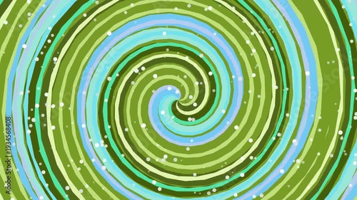 Pixelated Green and Blue Swirl Pattern with White Dots Animated Background