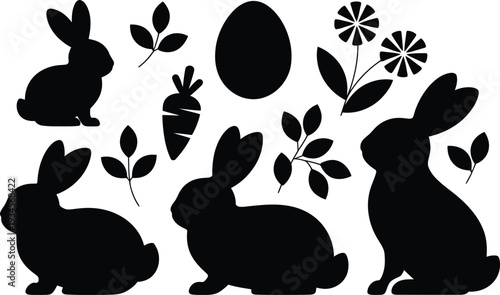 Easter bunnies eggs and floral decorations