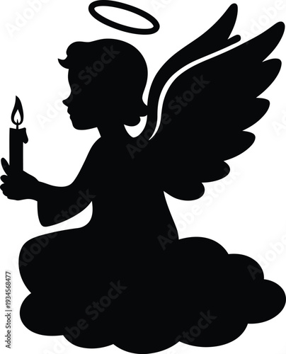  Kneeling angel holding a lit candle
