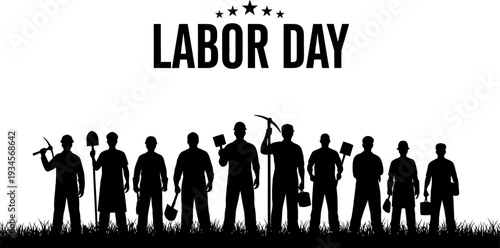 Labor day celebration with workers' silhouettes