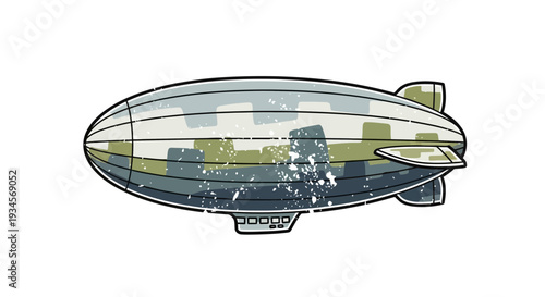 Retro Blimp with Cityscape Pattern