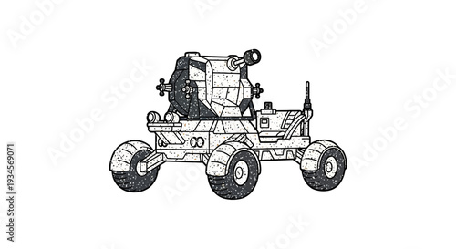 Retro futuristic rover vehicle illustration