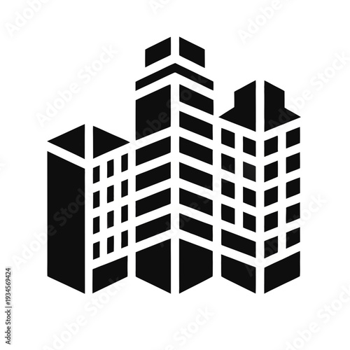 Modern cityscape with sleek skyscrapers in black and white