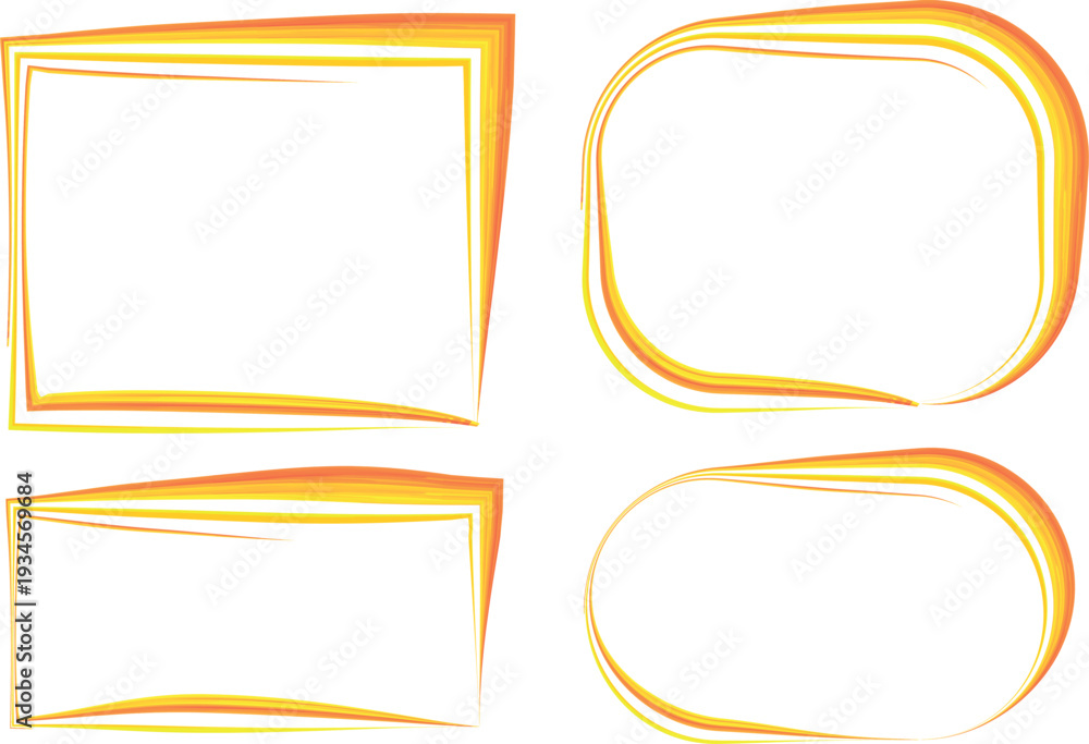 Fototapeta premium orange yellow colorful textured stroke lines frames shapes