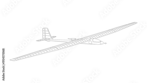 Soaring Dreams: An elegant glider, captured in a clean outline, its wings poised to dance in the sky. It represents the pinnacle of aerial grace and the relentless pursuit of freedom and flight.