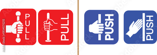 Push Pull Door Sign Icon Set Vector