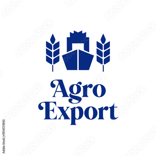 Agro export logo with wheat and factory