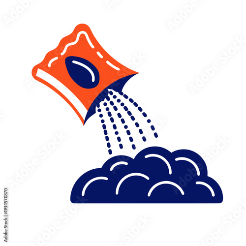 A bag pouring seeds into a pile