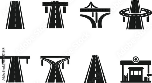 Vector art of road and highway infrastructure icons