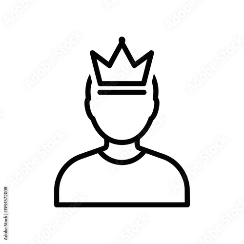 Royal crown icon vector minimalist leadership success symbol black white