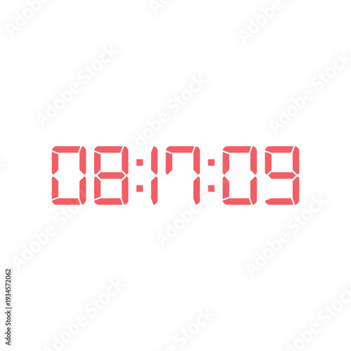 LED digital clock number for counter or calculator mockup design