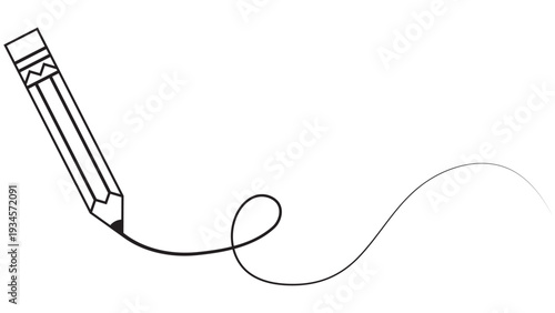 Black pencil, linear pencil drawing of a single line on white transparent background. Happy words pencil, teacher's day writing writing drawing brushes, Edit pen, pens icon sign symbol. Vector
