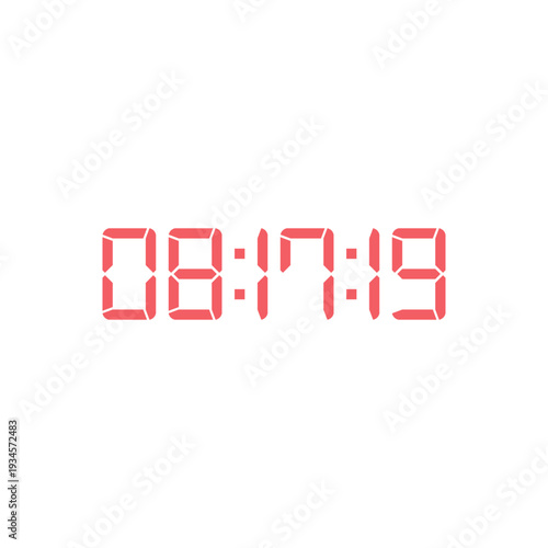 LED digital clock number for counter or calculator mockup design